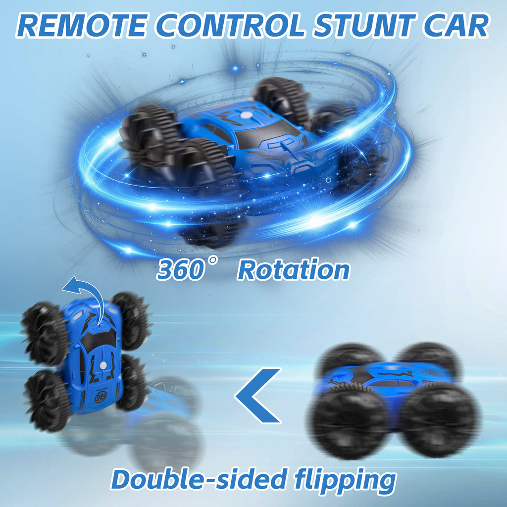 Zenkitch Amphibious Remote Control Car, RC Stunt Car, 4WD & Waterproof, Rechargeable 360° Rotating Vehicle for Kids Ages 8+