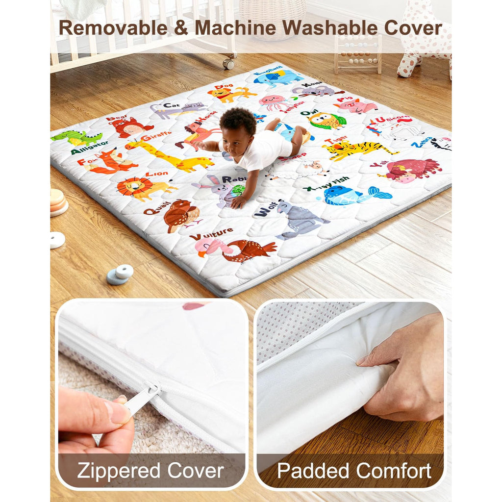 Zenkitch Baby Play Mat,Removable Washable Cover,50" × 50" ,Soft and Non-Slip for Infants and Toddlers, Suitable for Playpen and Floors