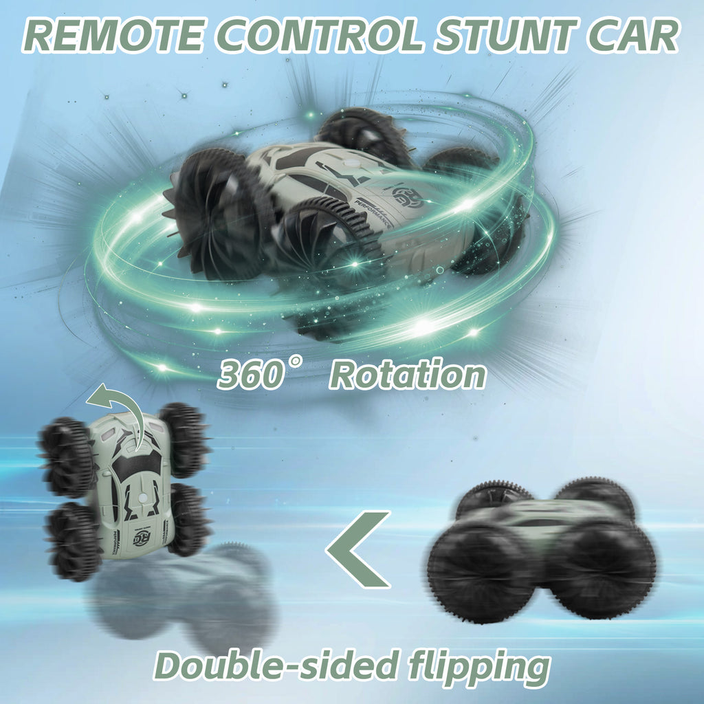 Zenkitch Amphibious Remote Control Car, RC Stunt Car, 4WD & Waterproof, Rechargeable 360° Rotating Vehicle for Kids Ages 8+