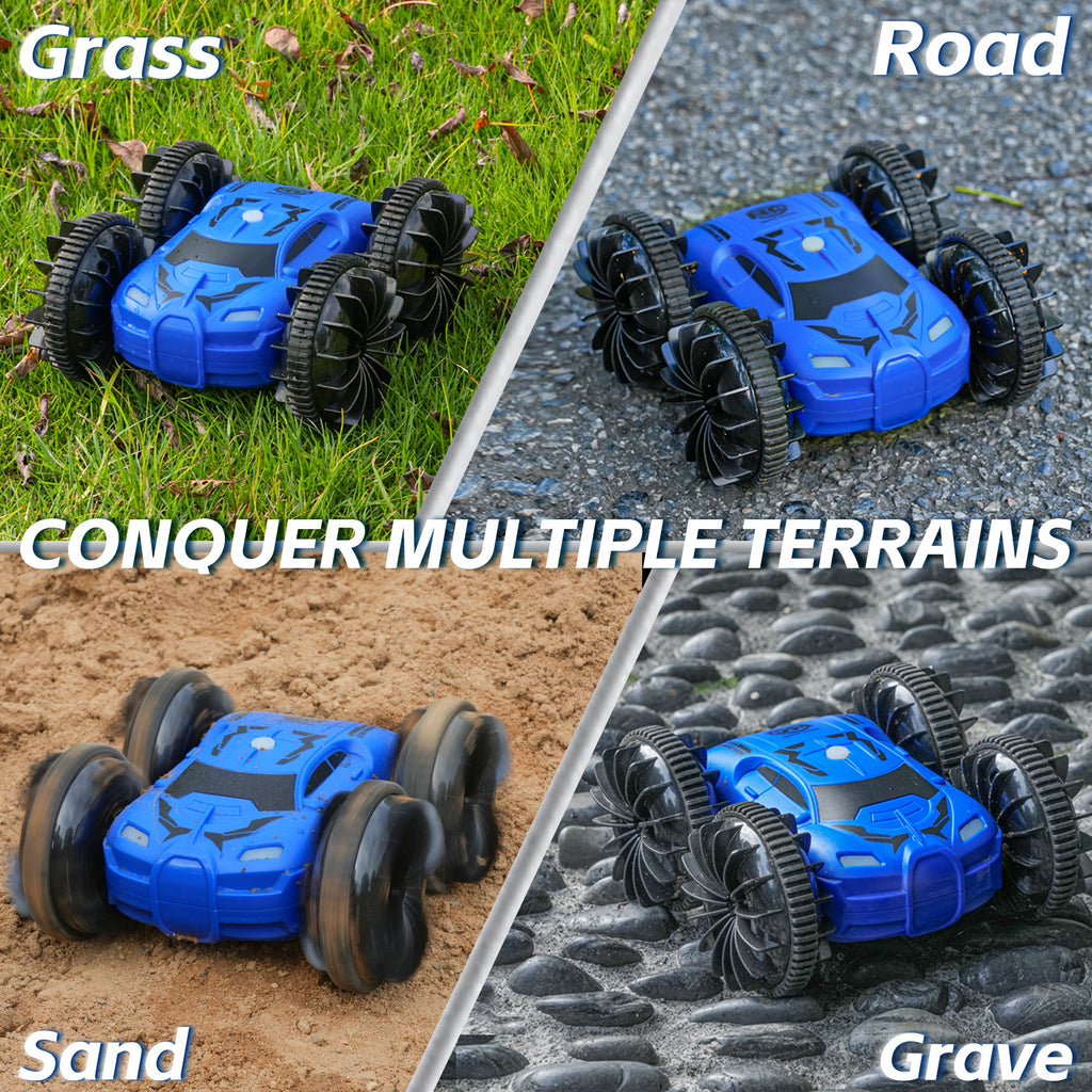 Zenkitch Amphibious Remote Control Car, RC Stunt Car, 4WD & Waterproof, Rechargeable 360° Rotating Vehicle for Kids Ages 8+